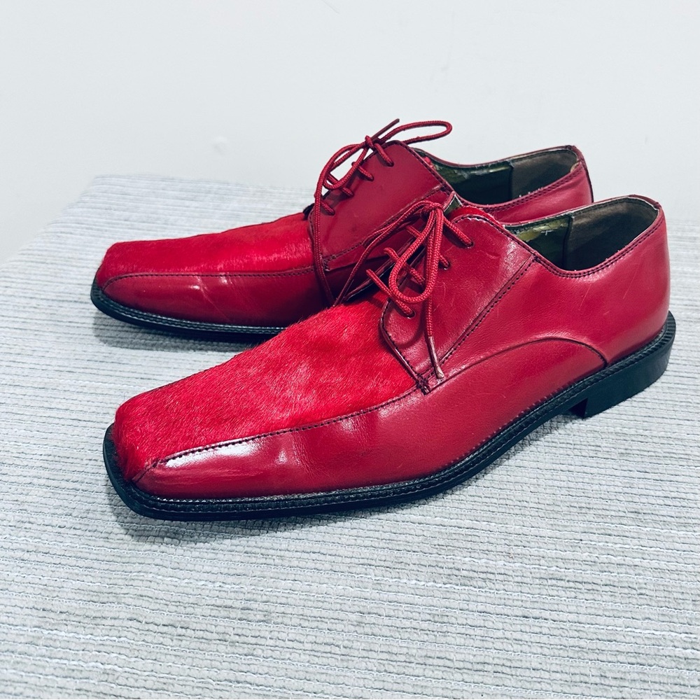MARCO VICCI ‎ Red Leather Lace Up Men’s Size 10,5 M Dress Shoe